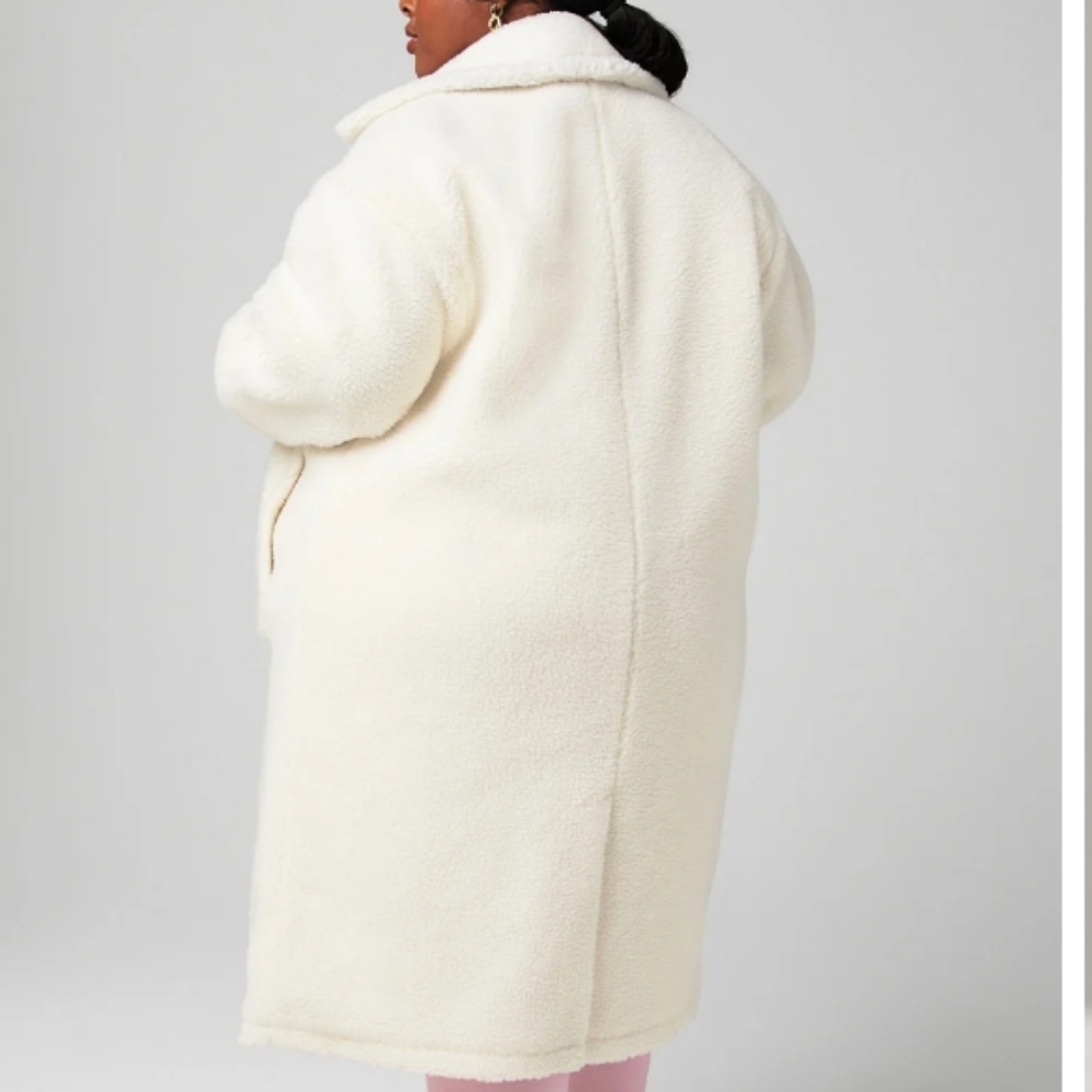 Fabletics Long Teddy Coat XL Bone - Picture 2 of 9